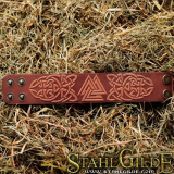  Leather Bracelet Cuff Wristband Valknut Celtic Knotwork  Vikings Nordic Talisman Amulet  Carving Leather 